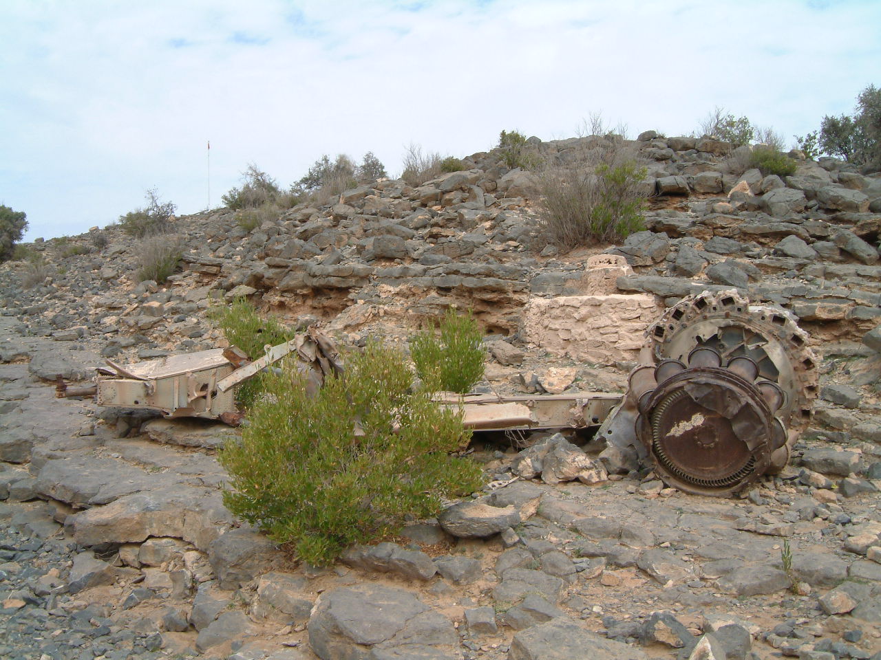 British combat aircraft wreckage on the Jebel Akhdar. It has not always been a joyous place.