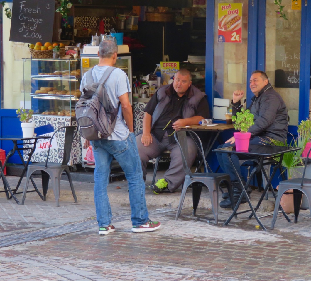 Early morning Chania - locals solve the worries of the world