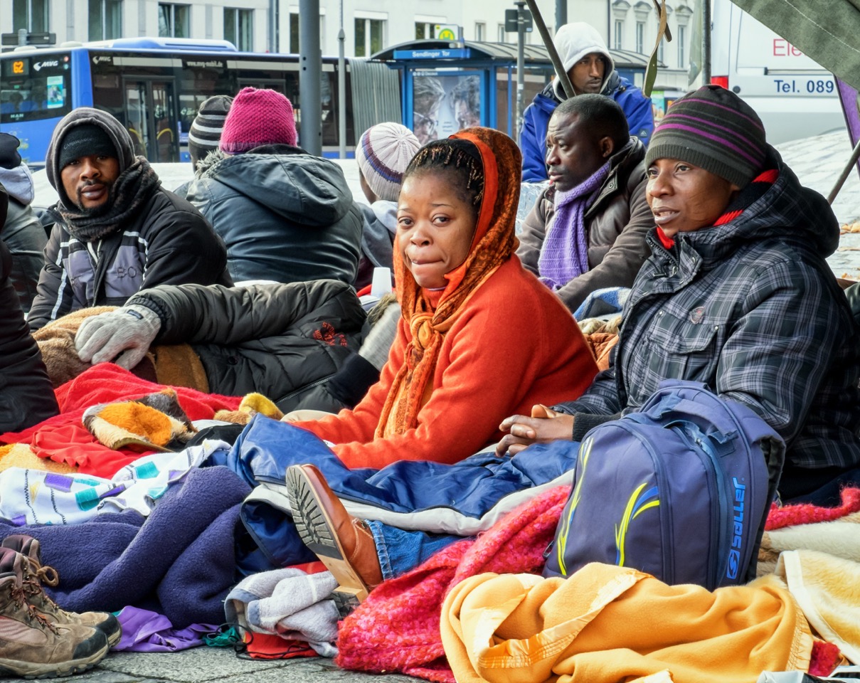 Modern Munich - refugees on hunger strike.