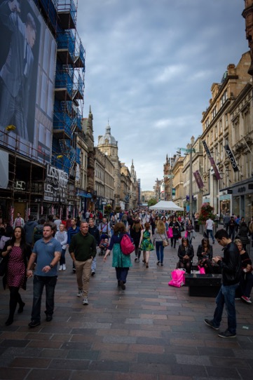 Much goes on in Glasgow. Downtown on a Saturday.