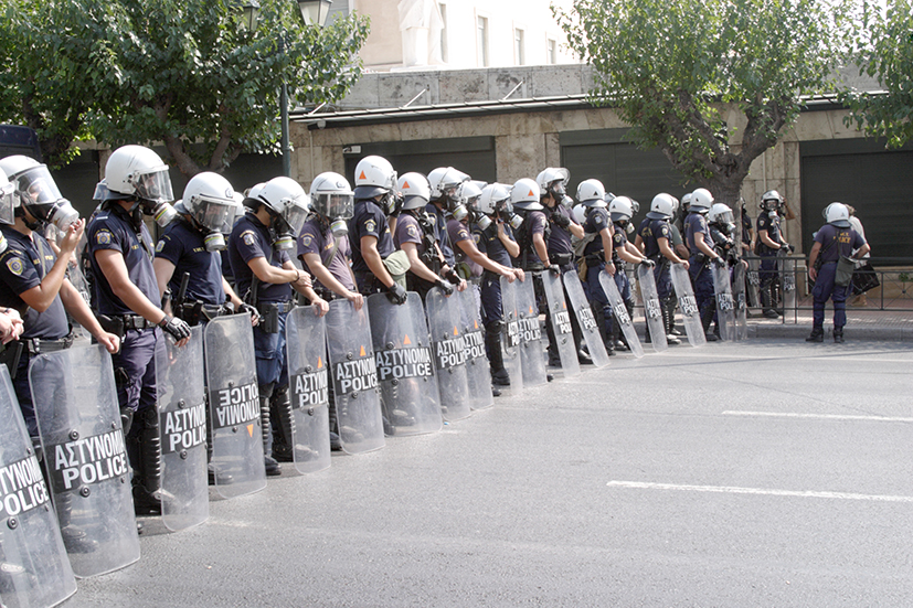 Syntagma Sqaure - riot police at the ready.