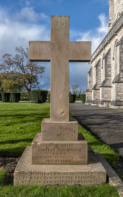 The memorial to Rebecca MacIntosh, the nurse who died from Spanish'flu (courtesy Jane Moore)